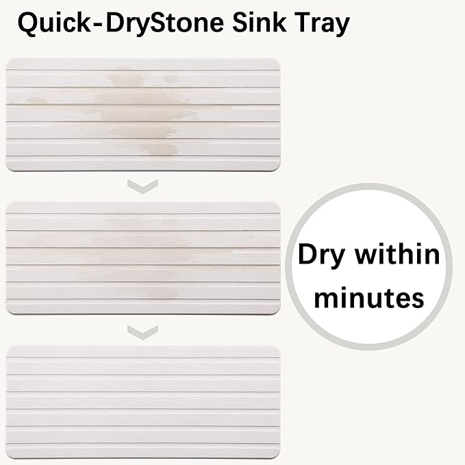 NiuYichee 2 PCS Water Absorbent diatomite Coasters, 9.5" x 4" Water Absorbing Stone Tray for Sink, Stone Drying mat for Kitchen Counter, Stone soap Tray Used for Hand Soaps & toiletries & Plants - Image 5