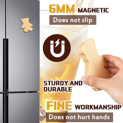 Vesici 24 Pcs Magnetic Bottle Opener 2.5" DIY Bamboo Bear Shape Baby Shower Bottle Opener Favors Wooden Beer Openers Fridge Refrigerator Magnet Gift for Baby Shower Guests Wedding Party Souvenirs - Image 3