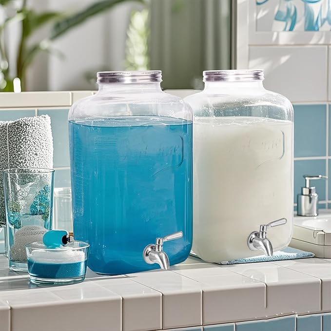 2 Gallon Glass Drink Dispenser with Stainless Steel Spigot,1 Pack Glass Beverage Dispenser Water Lemonade Dispensers for Parties - Image 7