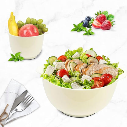 BoxedHome 4 Quart Large Plastic Mixing Bowls, Microwave Safe Mixing Bowl Set with Pour Spout, Nesting Bowls for Space Saving Storage(Beige) - Image 7