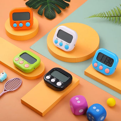 Digital Kitchen Timer Magnetic Countdown Timer Kitchen Loud Alarm Stopwatch Large Digits Timer for Cooking Baking Sports Games Office Classroom (Black, Orange, Pink, Green, Blue, White, 12)