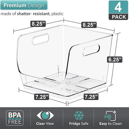 Sorbus Stackable Storage Bins Open Front, Clear Stackable Storage Bins, Pantry Bins for Storage and Organization, Acrylic Stackable Bins for Kitchen, Clear Pantry Organizer Bins (Medium Sqware 4 Pack) - Image 3