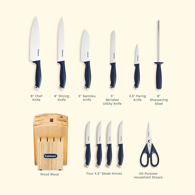 Cuisinart C77SSN-12P Color Pro Collection 12 Piece Knife Block Set, Navy - Image 5