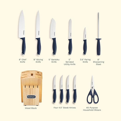 Cuisinart C77SSN-12P Color Pro Collection 12 Piece Knife Block Set, Navy - Image 5