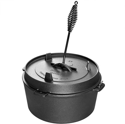 EDGING CASTING Pre-Seasoned Cast Iron Camping Dutch Ovens, Outdoor Camping Dutch Oven Pot with Lid Tripod, 6 Quart
