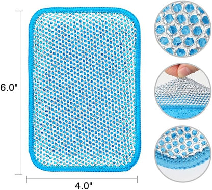 HOMEXCEL 12 Pack Scrub & Wipe Cloths, Scrub Sponges with Non-Scratch Wire Dishwashing Rag for Kitchen, All-Purpose Cloth for Dishes, Pots, Pans, Non-Stick Cookware, Countertops (Blue) - Image 6