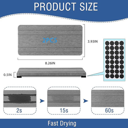 2PCS Water Absorbing Stone Tray, Quick Drying Diatomite Stone Sink Tray, Water Absorbent Diatomite Coasters for Kitchen Sink, Bathroom Counter Hand Soap Dish Toothbrush Holders - Image 6