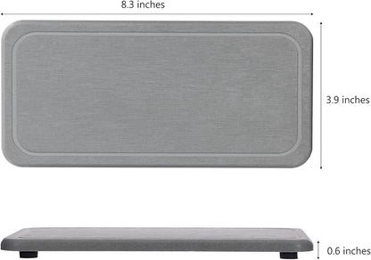 NiuYichee 2 Pcs Water Absorbing Stone Trays, Kitchen/Bathroom Sink Soap Dish, Diatomite Tray Used for Hand Soap & Cosmetic Bottles in The Modern Home, 4" W x 8.3" L, Gray