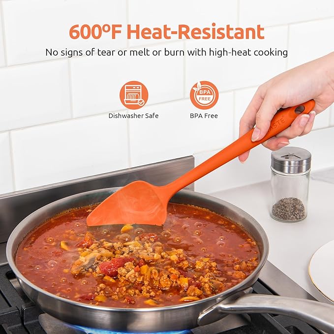 U-Taste Silicone Spatula Set with 600 Degrees Fahrenheit Heat Resistant (Orange) - Image 3