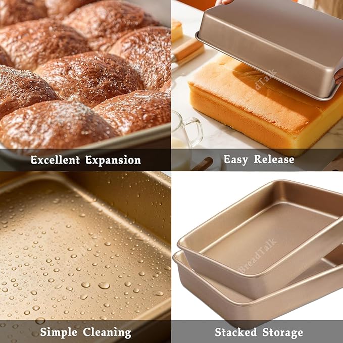 12" x 10" Cookie Sheet Pan Set, 2 Pack Nonstick Baking Sheets, Commercial Carbon Steel Jelly Roll Tray, 2.5" Deep Bakeware For Oven Bake, Anti-warping & Easy Clean