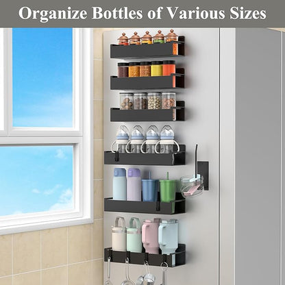 HuggieGems Magnetic Water Bottle Holder for Refrigerator, Cup Holder Organizer for Stanley and Tumbler for Kitchen, 6 Pack, Black - Image 6