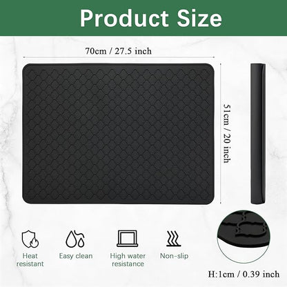 Stove Top Cover for Electric Stove - Food Grade Ceramic Stove top Cover, Silicone XXL Dish Drying Mat, Glass Cooktop Covers, Flat RV Range top Mats (Black, 27.5"X20") - Image 2