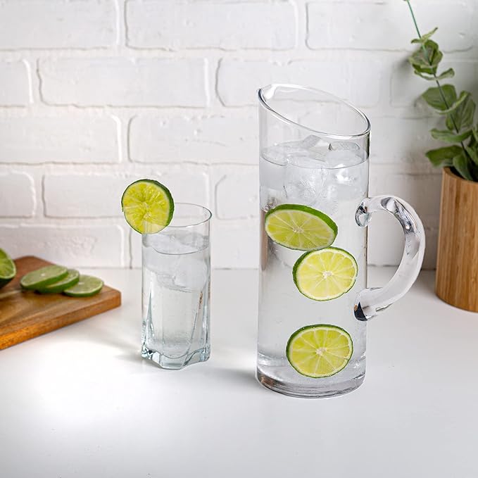 Glass Water Pitcher with Spout – Elegant Serving Carafe for Water, Juice, Sangria, Lemonade, and Cocktails – Crystal-Clear Glass Beverage Pitcher. - Image 4