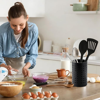 2PCS Black Stainless Steel Utensil Holder and Utensil Drying Holder, as a Kitchen Countertop Organizer and Silverware Drainer for Daily Home Use - Image 6