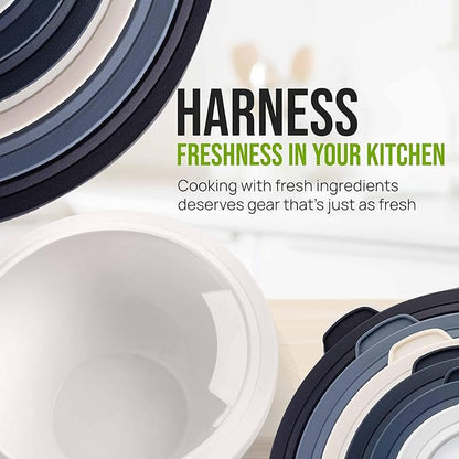Zulay Kitchen 12 Piece Plastic Mixing Bowls with Leak-Proof Lids Set - Microwave and Freezer Safe Kitchen Mixing Bowls for Preparing, Serving and Storing - Large Nesting Bowls (Navy Ombre) - Image 8