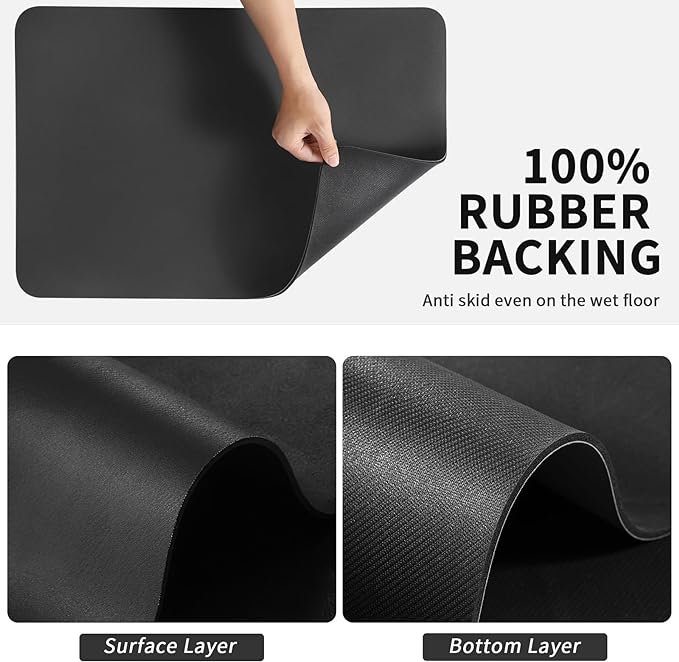 HotLive Dish Drying Mat for Kitchen Counter, Heat Resistant Drainer Mats with Non-slip Rubber Backed, Hide Stain Kitchen Super Absorbent Draining Mat, Easy to Clean Dish Rack Pad, Black 18"x32" - Image 5