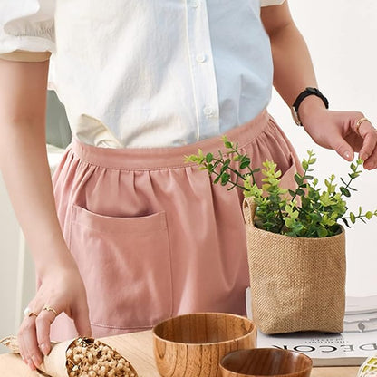 Cotton Linen Half Apron for Women Vintage Waist Apron Ruffle Plain Bright Color for Cooking Painting Artwork