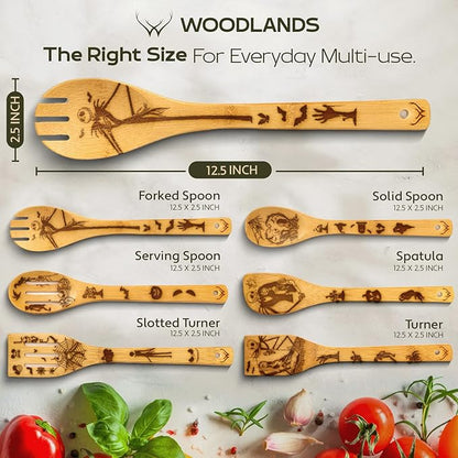 Nightmare Wooden Spoons for Cooking Before Christmas - Wooden Utensil Set with Spatulas & Spoons, Heat-Resistant, Eco-Friendly Kitchen Utensils for Non-Stick Cookware - Image 4