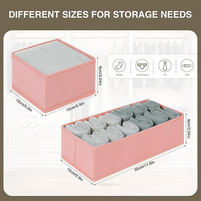 DIMJ Drawer Organizers for Clothing, Set of 4 Dresser Drawer Organizers, Fabric Closet Organizers and Storage, Drawer Dividers for Baby Clothes, Socks, Belt, Tie (Pink) - Image 2