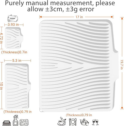 Silicone Dish Drying Mat for Kitchen Counter, Dish Drying Pad, Non-Slip Drain Pad with Built-in Drain, Heat Resistant Stone Drying Mat - Image 2