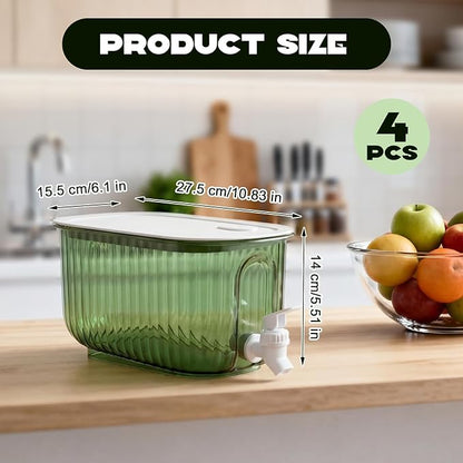 FillTouch 4 Pcs Drink Dispensers for Fridge with Spout Refrigerator Beverage Water Dispenser Plastic Juice Pitcher Containers with Lids for Kitchen Party