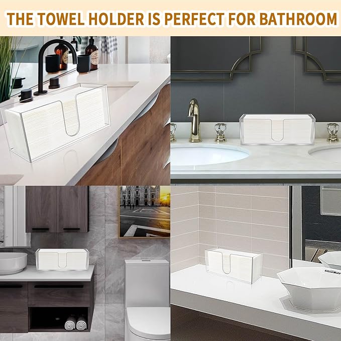 1 Pack Acrylic Paper Towel Holder, Countertop Napkin Dispenser for C-Fold, Multi-Fold & Trifold Paper Towels, 5mm Transparent Acrylic for Kitchen, Bathroom & Restaurant (1)