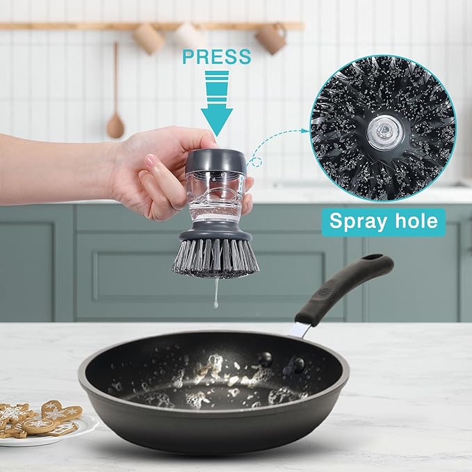 Soap Palm Brush Storage Set, 1 Piece Kitchen Brush with Bracket for Cleaning Pots, Pans and Sinks Scrub Brush Kitchen Scrub Brush - Image 3