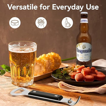 Anyongora 2-in-1 Can Punch Opener & Bottle Opener, Can Opener, 2-Pack, Stainless Steel, Non-Slip Handle, Compact 6.1", For Traditional Cans (No Pull-Tab) & Pry-Off Bottle Caps