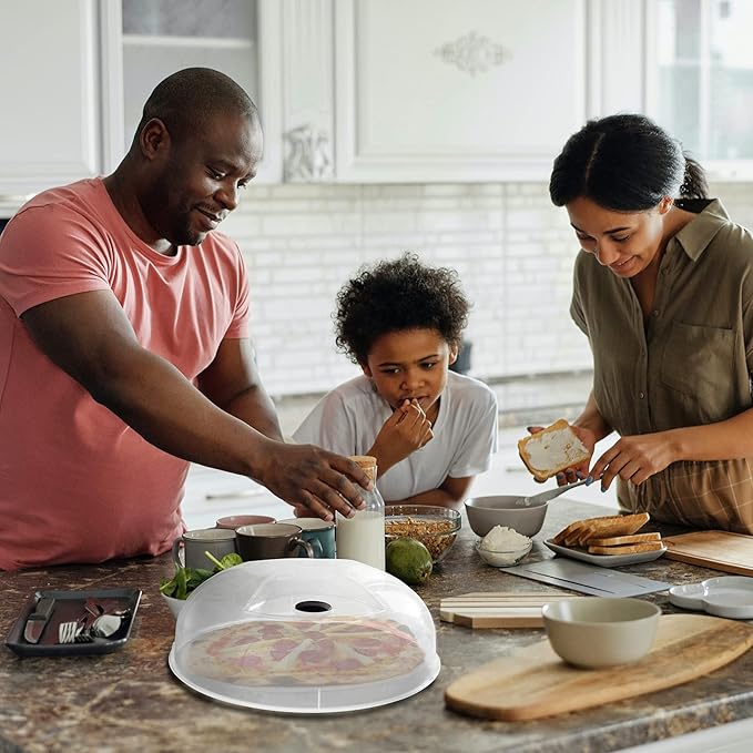 Microwave Splatter Cover for Food Large Microwave Plate Cover Guard Lid with Steam Vents, 1.5 Inch BPA Free & Dishwasher Safe-Grey - Image 2