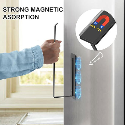 EASTTOWEST Magnetic Paper Towel Holder,Black Towel Bar Rack for Refrigerator BBQ Grills Griddles Toolbox RVs Tailgates,Heavy Duty Strong Magnet Backing,12”(L) x 3”(H),Fit All US Paper Roll