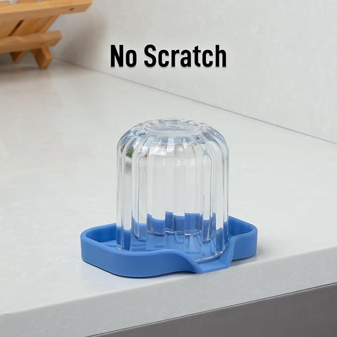 Zulay Kitchen Small Silicone Sponge Holder (4.9x3.3”) – Space-Saving Sink Organizer Tray for Sponge, Soap, Brush & More – Compact Non-Slip Dish for Kitchen & Bathroom (Provence Blue) - Image 7