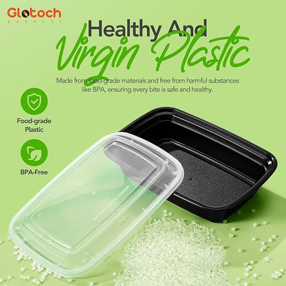 Meal Prep Containers 24oz-100 Pack (200-Piece) Reusable Food Storage Containers with Lids Microwave, Freezer, Dishwasher Safe - Leakproof & BPA Free Durable Plastic Bento Box for To Go Take Out - Image 5