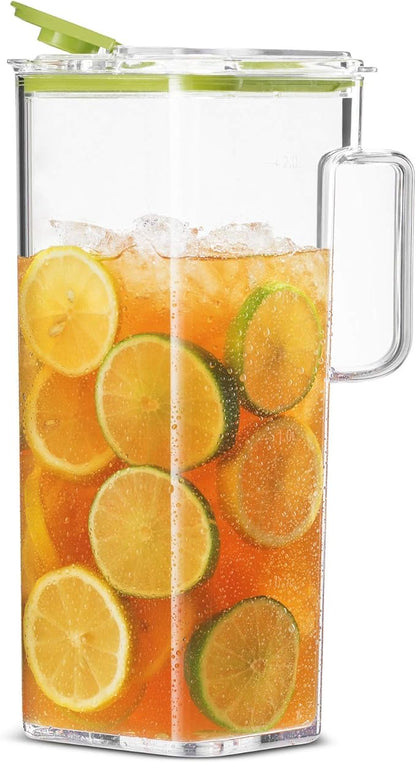 Komax Large Plastic Water Pitcher with Lid Square Water Carafe – BPA-Free, Dishwasher Safe – Water, Tea, or Juice Containers with Lids for Fridge (2.3 Liters) - Image 5
