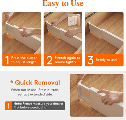 Lifewit 8 Pack 5" High Drawer Dividers 34-56cm/13.5-22" Adjustable Drawer Organizer for Clothes/Utensils, Expandable Drawer Separator in Dresser/Kitchen/Bedroom/Office Organization & Storage White - Image 3