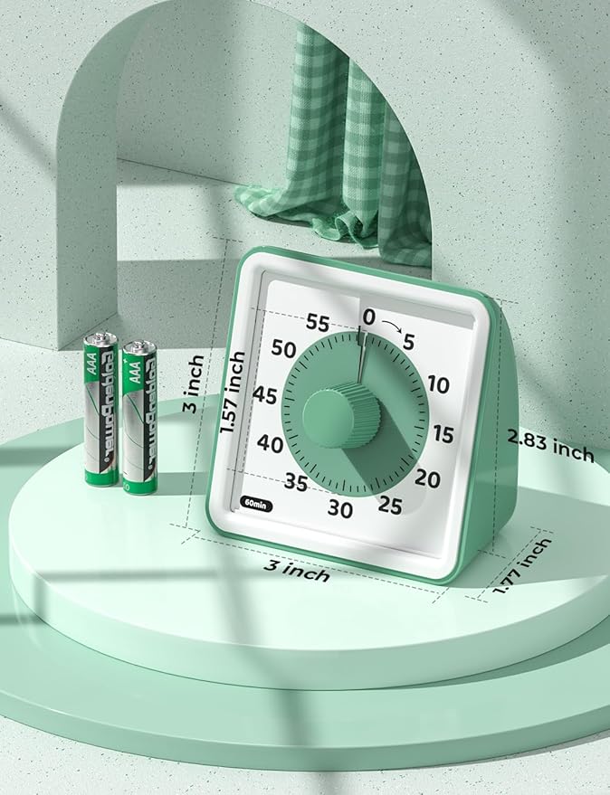 LIORQUE Visual Timer for Kids, 60-Minute Countdown Timers for Classroom Office Kitchen with Silent Operation, Kids Timer for Teaching (Batteries Included) - Image 7
