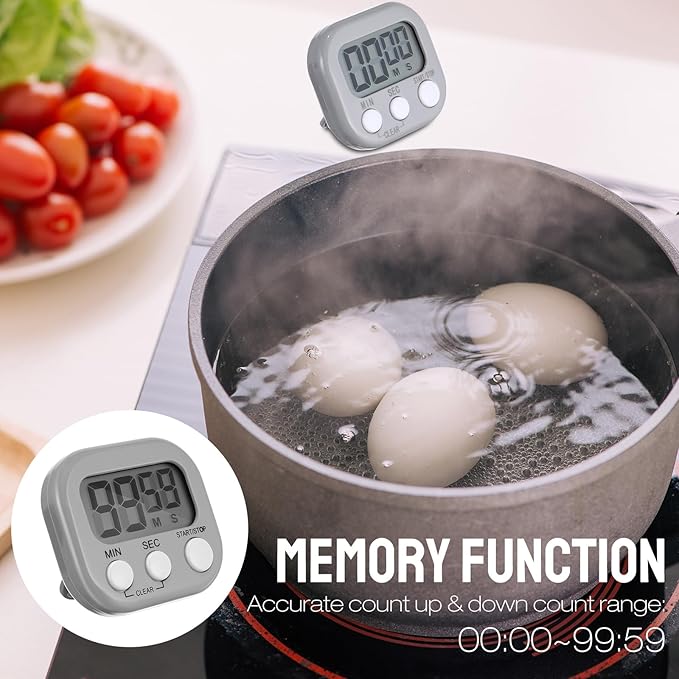 Weewooday 6 Pcs Digital Kitchen Timer Magnetic Timer Bulk On/Off Switch Minute Second Count up Countdown Loud Alarm for Exercise Cook Baking (Novel Color) - Image 7