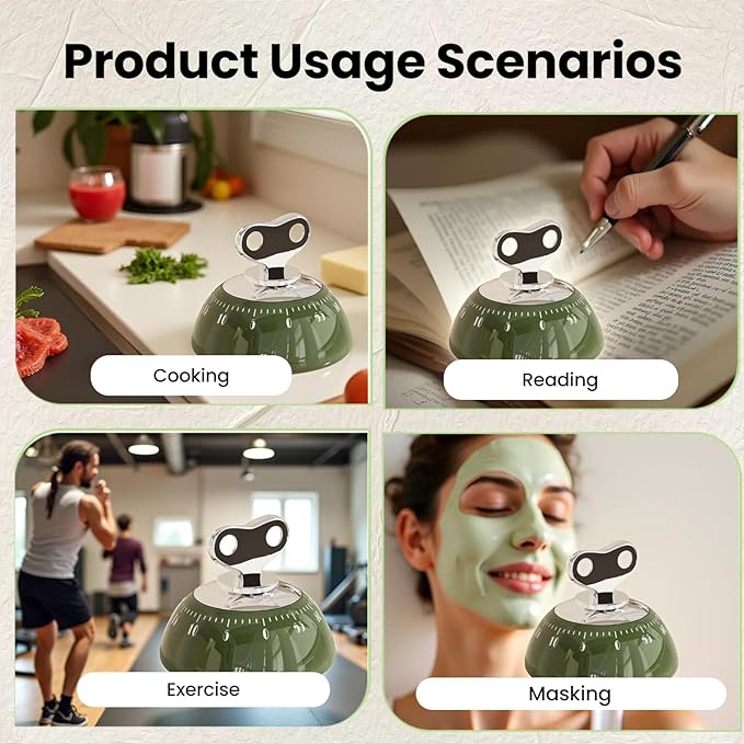 Magnetic Mechanical Kitchen Timer - Wind Up 60 Minutes Countdown Timer, No Batteries Needed, for Cooking, Baking, Classroom, Study & Desk Use (White)