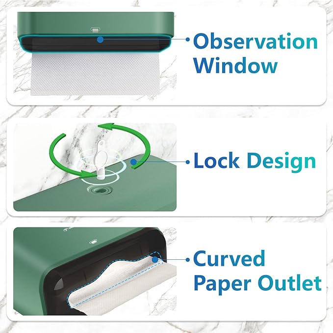 Paper Towel Holder Wall Mount: Commercial Paper Towel Dispenser for Multifold/Trifold/c Fold Hand Paper Towel, Adhesive Paper Towel Holder No-Hole Installation 200 Sheets - Image 2