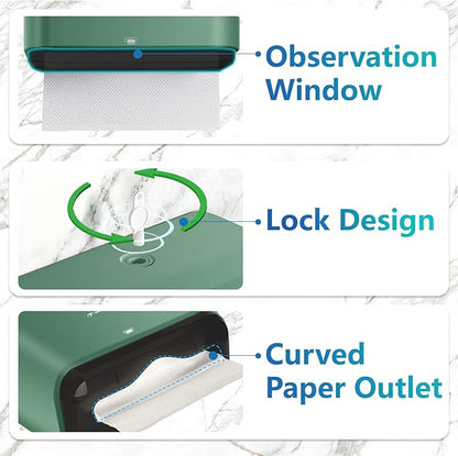 Paper Towel Holder Wall Mount: Commercial Paper Towel Dispenser for Multifold/Trifold/c Fold Hand Paper Towel, Adhesive Paper Towel Holder No-Hole Installation 200 Sheets - Image 2