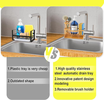 Fssvcd Maifan Sink Caddy Sponge Holder for Kitchen with Brush Holder and Stainless Steel Self Drain Tray, Rustproof Kitchen Sink Organizer for Sponge, Soap Dispenser Storage Accessories - Image 4