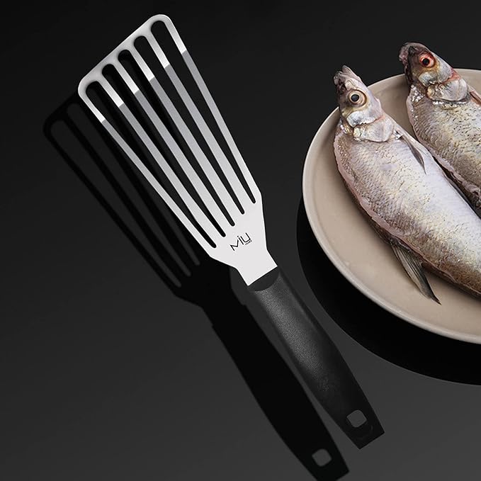 MIU Fish Spatula Stainless Steel, Slotted Flexible Metal, Lightweight Barbecue Turner, 6.5 inch Blade, Plastic Handle with Hole, Grilling Utensils - Image 7