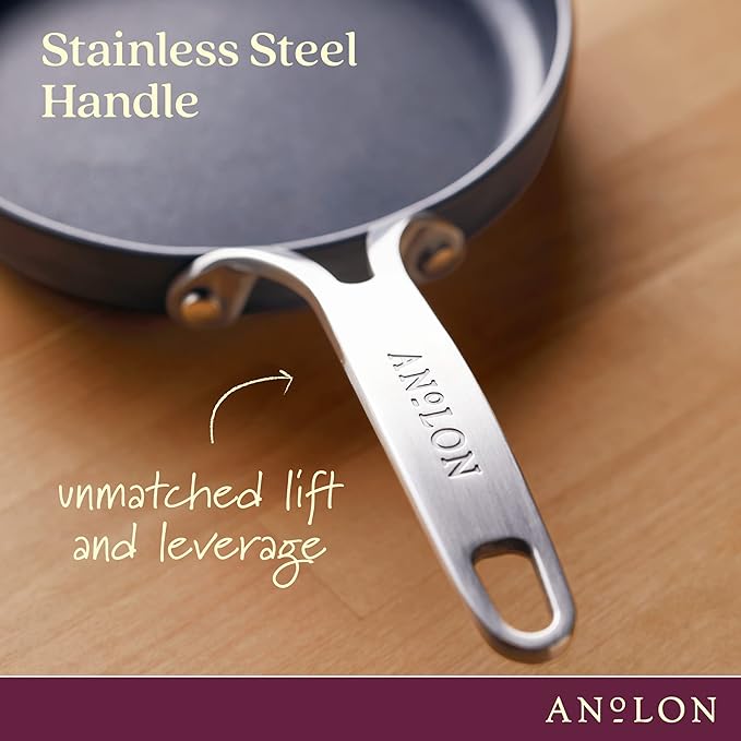 Anolon Hard Anodized Nonstick Mini Skillet/Frying/Egg Pan, Stainless Steel Handle, (6.5"), Gray - Image 6