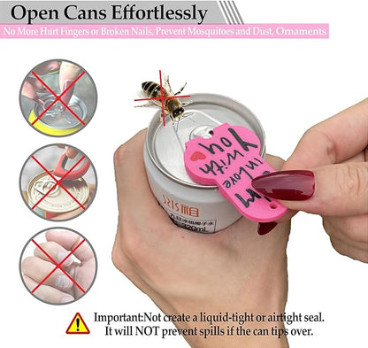 Soda Can Tab Opener Mini Soda Can Cover Easy Tab Opener and Drink Protector Cute Beverage Barricade Soda Protector for Beer,Coke,Aluminum Cans at Party,BBQ, Beach(Kiss&You)
