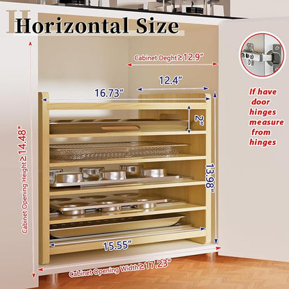 6 Tier Wooden Tray Dividers for Cabinets, Baking Cookie Sheet Organizer, Vertical/Horizontal Cabinet Dividers for Pots, Cutting Board, Pans, Kitchen Organizers and Storage