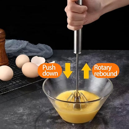 3 Pack Stainless Steel Egg Whisk, Hand Push Rotary Whisk Blender, Versatile Easy Whisk, Hand Push Mixer Stirrer for Beating Eggs, Frothing Milk, Blending, Mixing, Whipping Smoothies & Shakes - Image 3