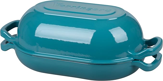 VORRINGARD Enameled Cast Iron Sourdough Bread Oven, Dutch Oven, Loaf Cast Iron Bread Pan for Homemade Bread Baking, Meatloaf Pan with Lid, 5QT, Bluegreen - Image 8