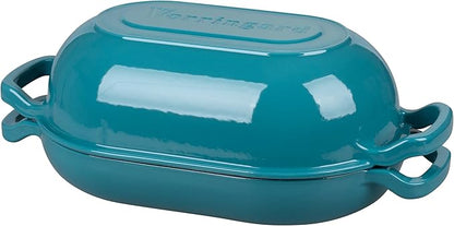 VORRINGARD Enameled Cast Iron Sourdough Bread Oven, Dutch Oven, Loaf Cast Iron Bread Pan for Homemade Bread Baking, Meatloaf Pan with Lid, 5QT, Bluegreen - Image 8