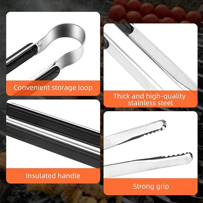 4 Pack Premium Stainless Steel Kitchen Tongs, Serving Tongs for Cooking, XEVOM Metal Food Tongs with Non-Slip Grip, Heat Resistant Grill Tongs 10 inch - Image 3