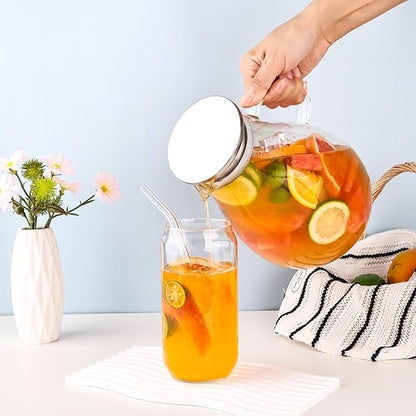 2500ml Glass Pitcher with Lid, 88 Ounces with Precise Scale Line, Hot/Cold Water Jug, Juice and Iced Tea Beverage Carafe with Lid - Image 3
