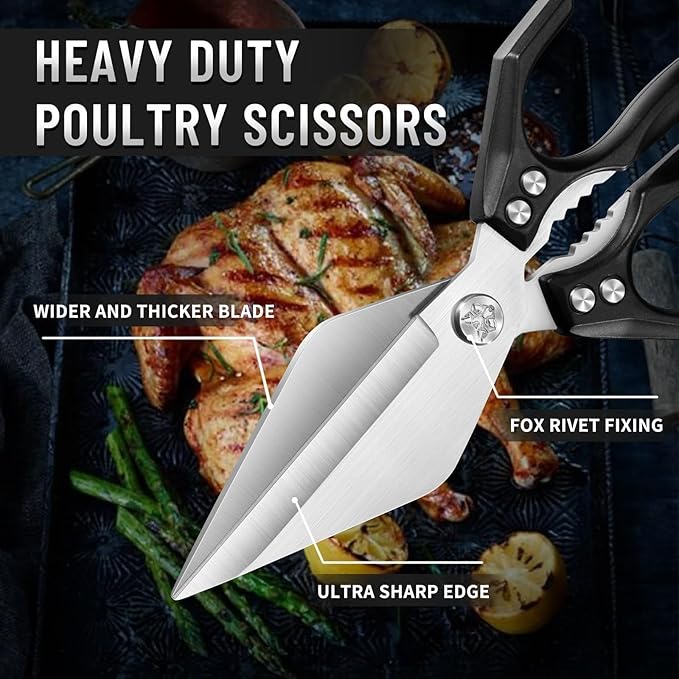 Dream Reach Kitchen Shears for Food Heavy Duty Poultry Shears with Ergonomic Handle, Japanese High-Carbon Steel Culinary Scissors for Chicken, Meat, Seafood, Bone Cutting, Christmas Gifts for Men - Image 3